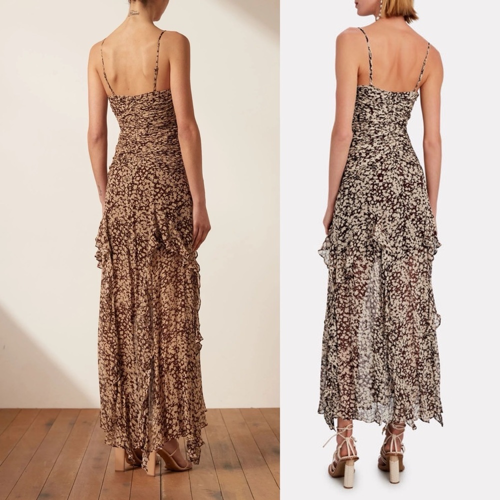 SHONA JOY | Valeria Ruched Frill Maxi Dress Size: 4 - Picture 2 of 8